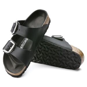 Birkenstock Arizona Big Buckle, black leather, size 38 Narrow Fit